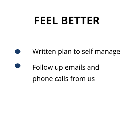 a main heading "Feel Better" along with two subheadings in bullet points.